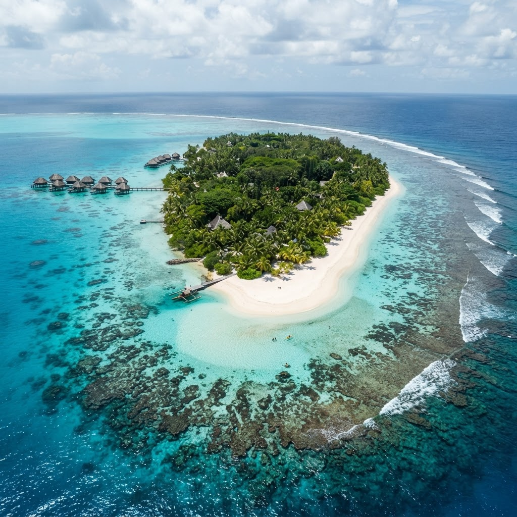 Aerial view of a tropical island